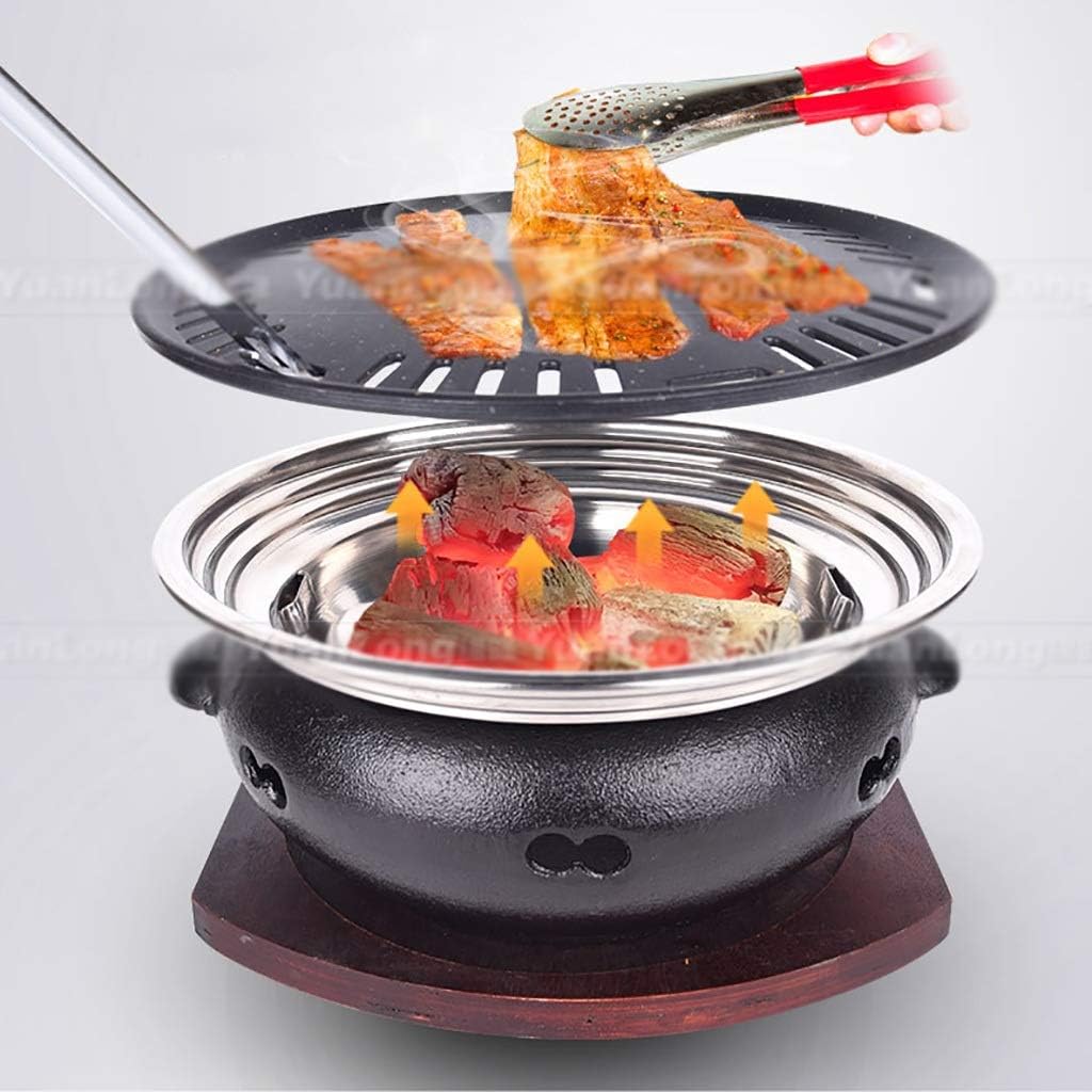 BBQ Barbeque Barbecue Grill,BBQ,Korean Household Smokeless Charcoal Barbecue Grill,Cast Iron Furnace Body,Indoor Outdoor,6 Styles (Color : D)