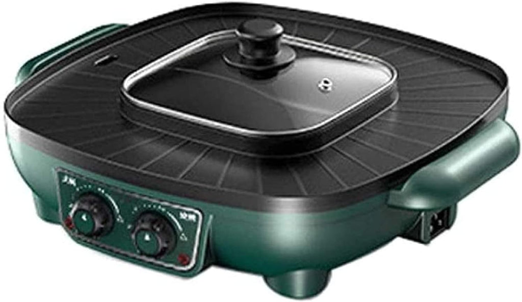 Electric BBQ Grill Indoor Hot Pot Grilling Integrated Pot Independent Temperature Control Fast Heating Electric Pot Household Smokeless Non-stick Electric Oven