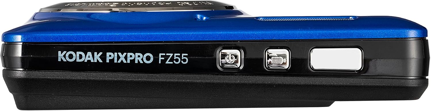 Kodak Pixpro FZ55 Digital Camera (Blue) Bundle Including: 2X 128 GB Memory Card, 2X Rechargeable Battery, Battery Charger, Camera Case, Flexible Tripod, Card Reader, Card Wallet, Hand Strap, More
