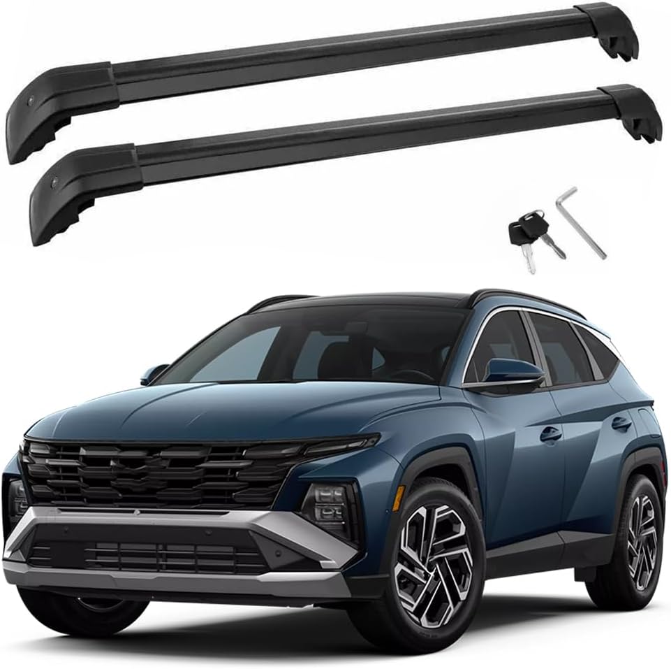 Lockable Roof Rack Cross Bars Compatible with Hyundai Tucson 2022 2023 2024 2025 SEL SEL Premium Limited（with roof Rails） Luggage Cargo Carrier Anti-Theft Metal Roof Rack Cross Rails 240lbs