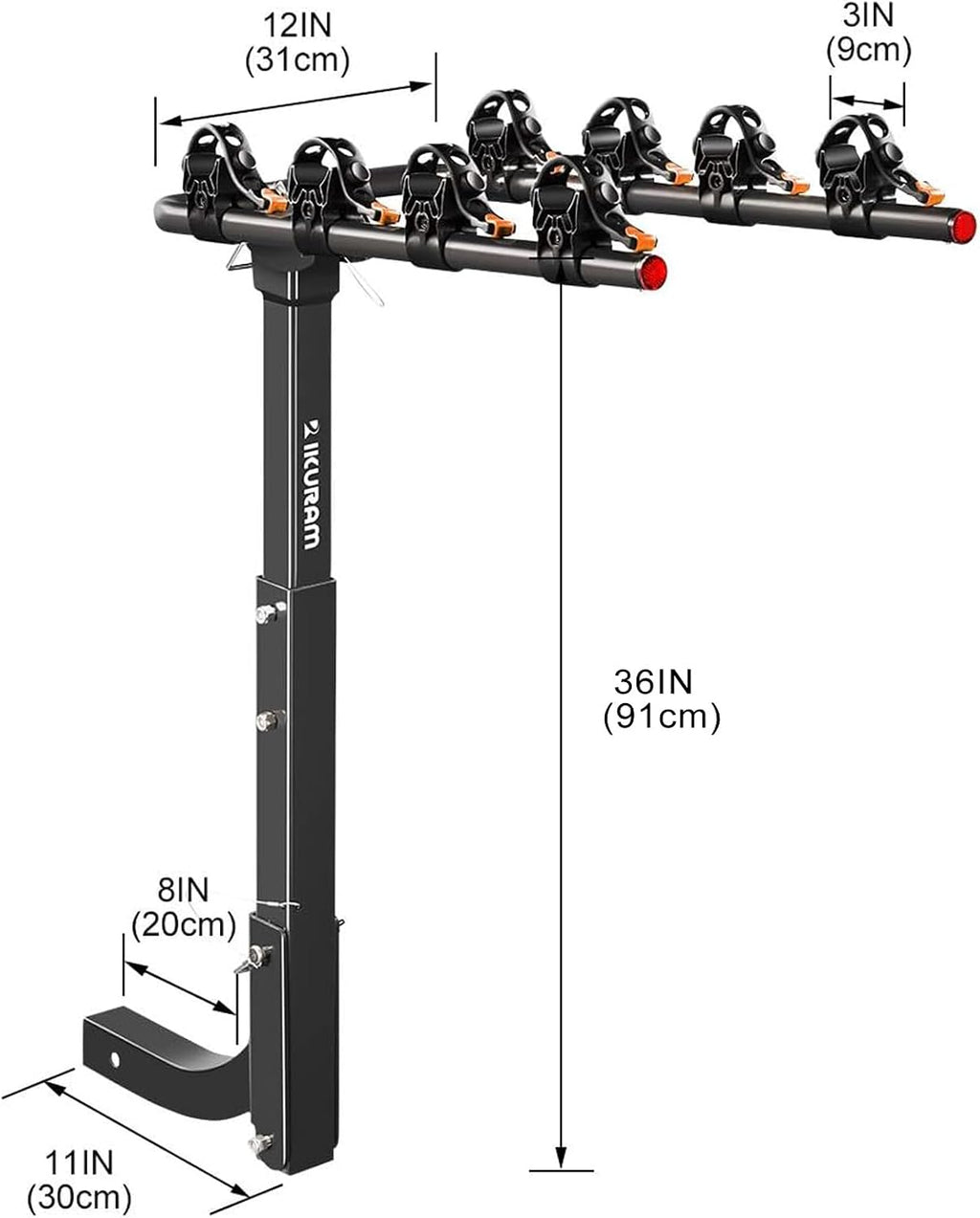 4 Bike Rack Bicycle Carrier Racks Hitch Mount Double Foldable Rack for Cars Truck SUV Fits 2' Receiver, Tie Down Strap, Anti-Rattle Hitch Tightener & Bicycle Cross-bar Adapter for Kid's Bike