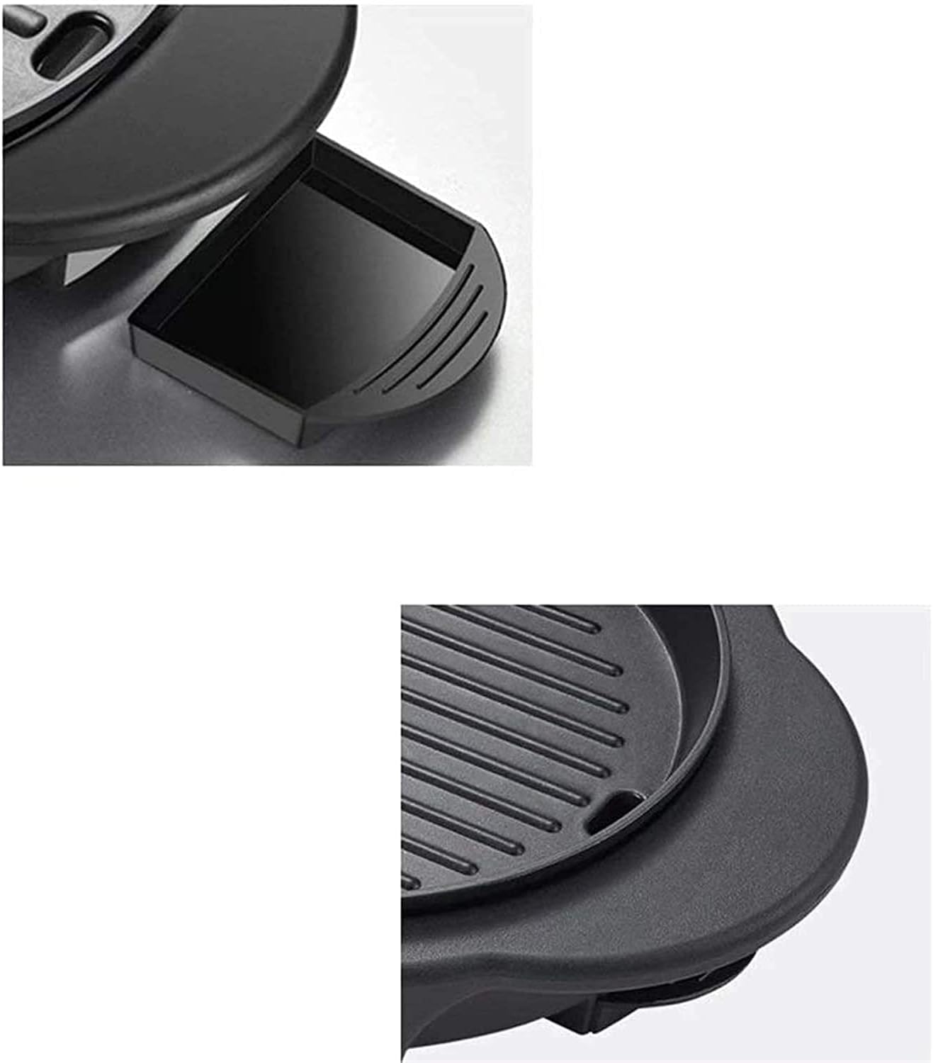BBQ Electric Grill with Hot Pot Non-stick coating surface, Hot Pot with Glass Lid 2 in 1 Korean Electric Smokeless Grill and Hot Pot (Color : Black, Size : 58 * 26cm)