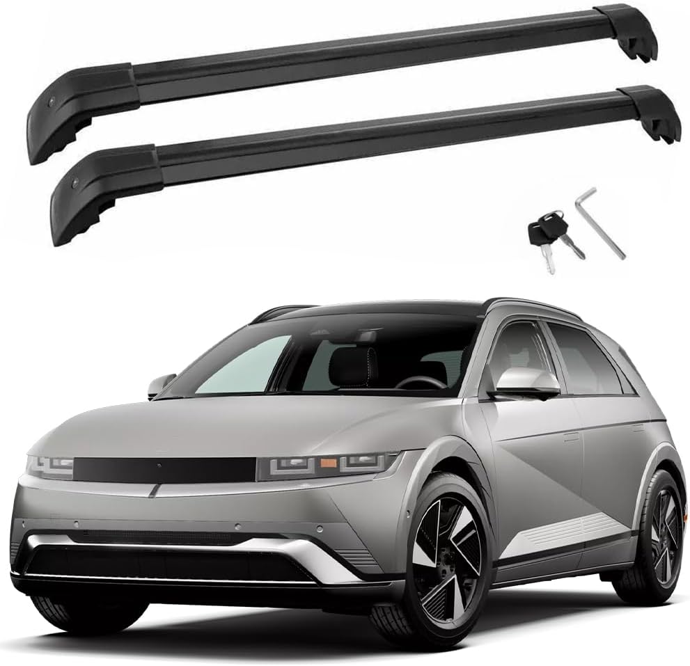 Lockable Roof Rack Cross Bars Compatible with Hyundai Ioniq 5 2022 2023 2024 2025 SEL XRT Limited（with roof Rails） Luggage Cargo Carrier Anti-Theft Metal Roof Rack Cross Rails 240lbs