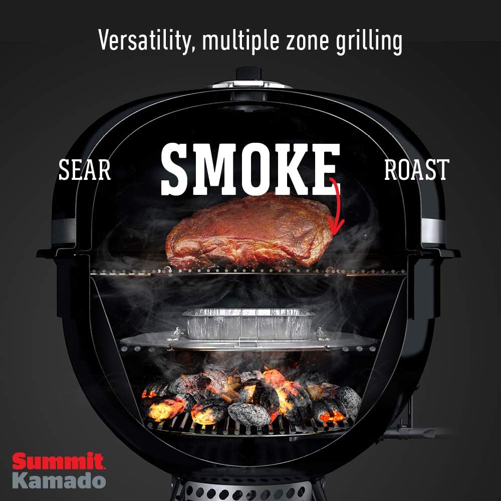 Weber Summit® Kamado S6 Charcoal Grilling Center, Black – Dual‑Walled Insulated Steel Kamado with 24' Cooking Area, Porcelain‑Enameled Kettle & One‑Touch Cleaning System