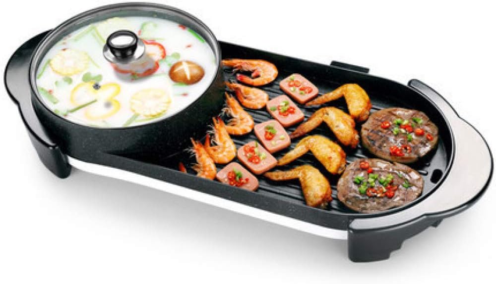 BBQ - The Electric Korean Barbecue Hot Pot Maifan Stone Multifunction and Hot Pot Table Grill and Fondue with Ceramic Coating 1500W [Energy Class A],Roundpot