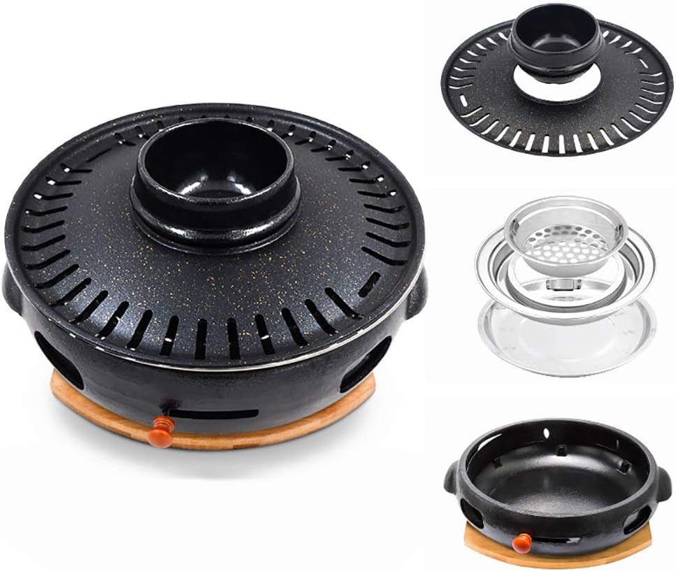 BBQ Barbeque Barbecue Grill,Smoke-Free Charcoal Grill,Cast Iron Oven,Korean Household,Split Type Easy to Clean,Indoor Outdoor,3 Styles (Color : C)