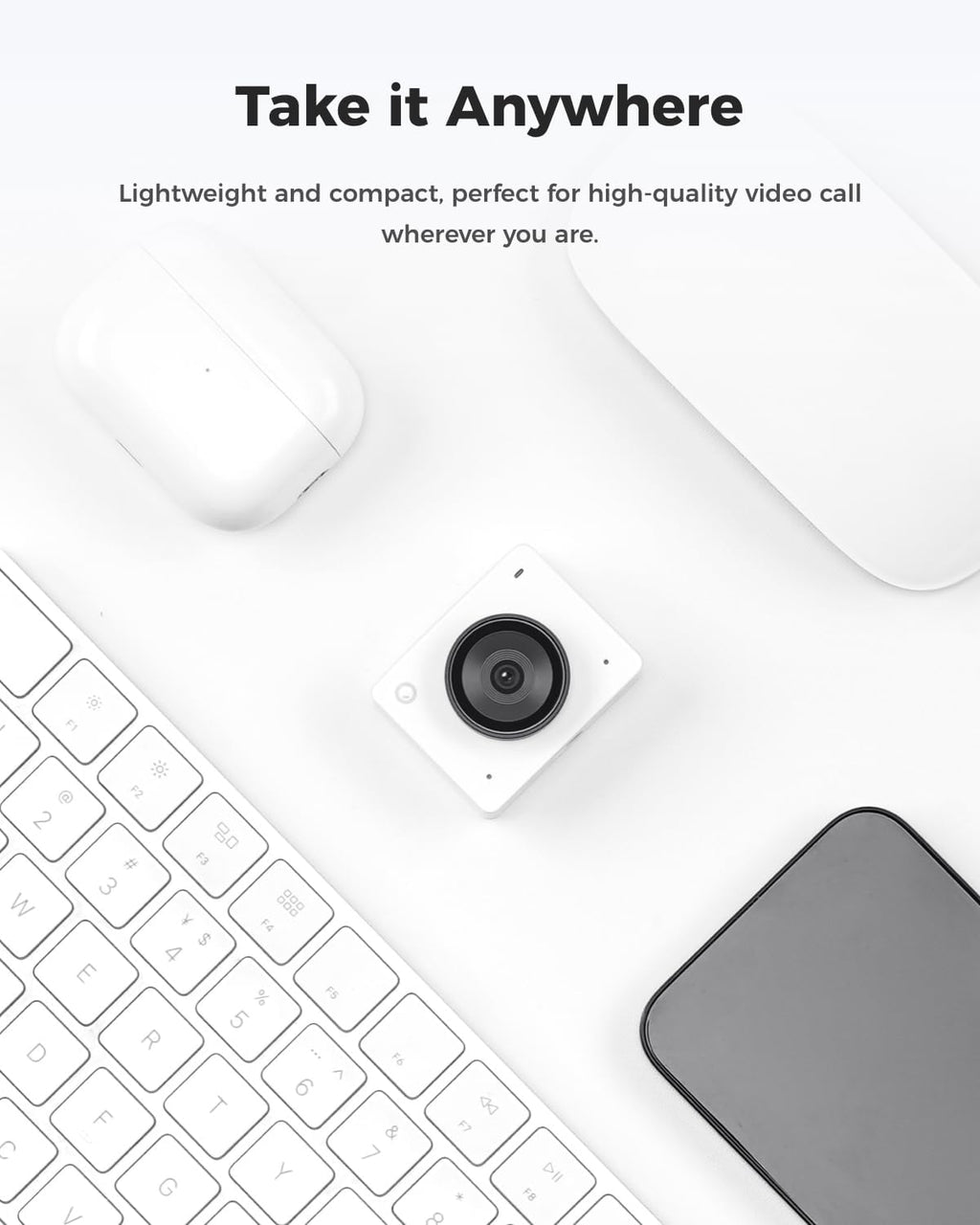 OBSBOT Meet 2-4K Webcam for PC with 1/2' Sensor, AI Framing & Autofocus, Beauty Mode, Lightweight, Gesture Control, HDR, Dual Microphone, 60 FPS, Web Cam for Streaming, Meeting, Gaming. (Cloud White)