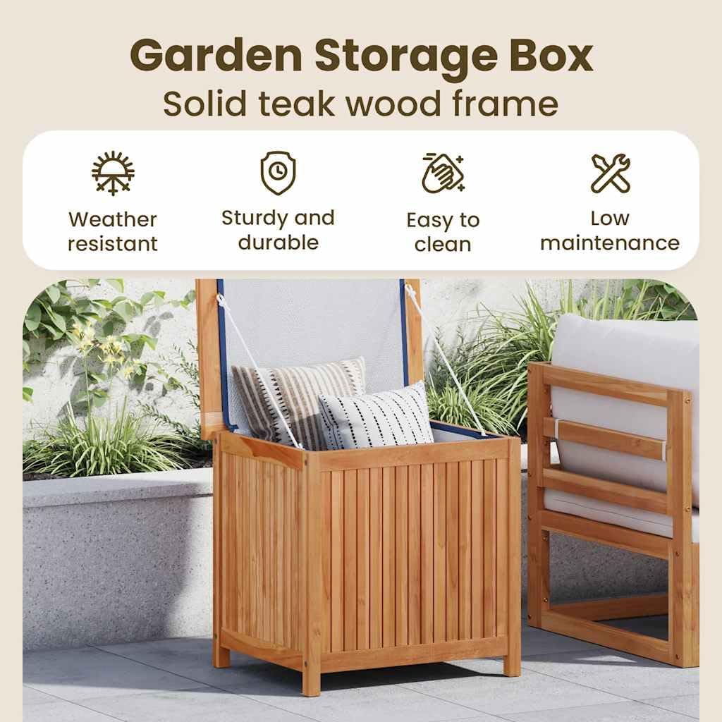 vidaXL Solid Teak Wood Patio Storage Box - Rustic Design, Ample Storage Space, Water-Resistant Lining, Easy Assembly - Ideal for Indoor and Outdoor Use - Brown