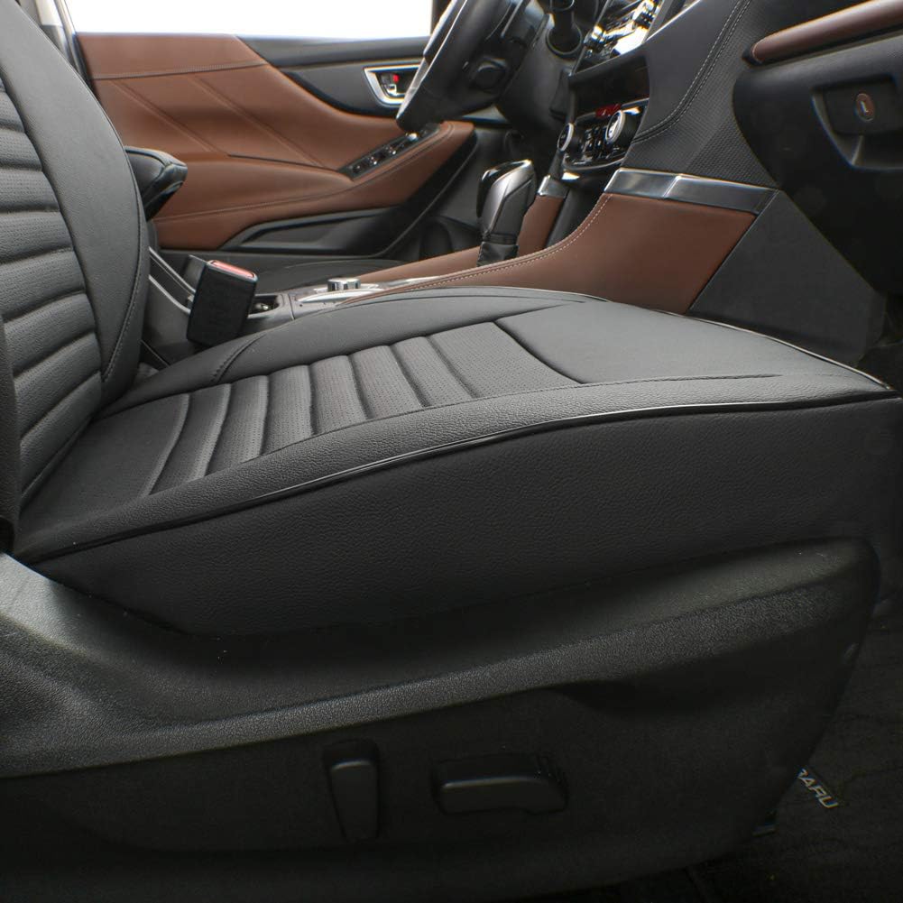 EKR Custom Fit Santa Fe Full Set Car Seat Covers for Select Hyundai Santa Fe 2013 2014 2015 2016 2017 2018 -Three Rows, Second Row 50/50 Split- Faux Leather (Black)