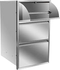 Outdoor Kitchen Stainless Steel Triple Access Drawers 17W x 30H x 21D with Paper Towel Holder Combo for Outdoor Kitchen Island or Grill Station