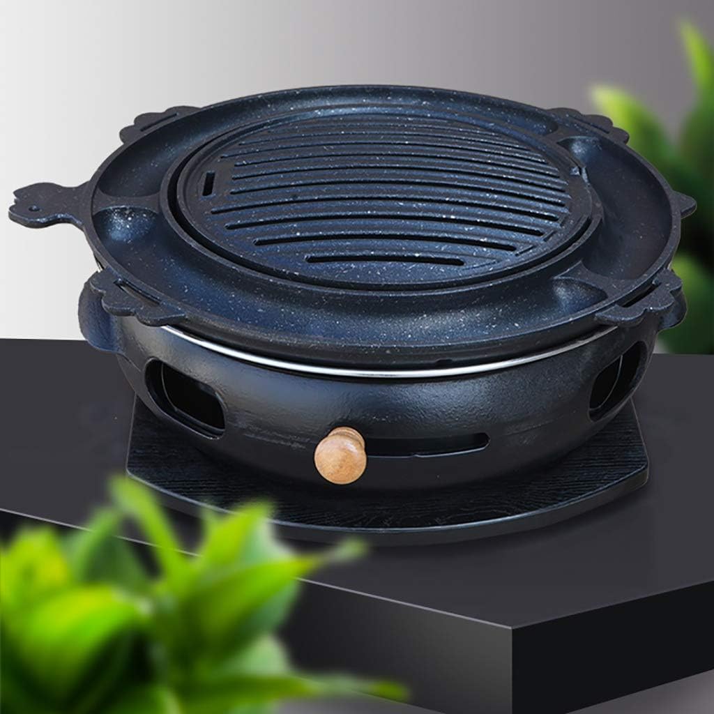 BBQ Barbeque Barbecue Grill,Large Cast Iron Barbecue Meat Stove,Korean Smoke-Free Household Charcoal Grill,Indoor Outdoor,15 Styles (Color : E)