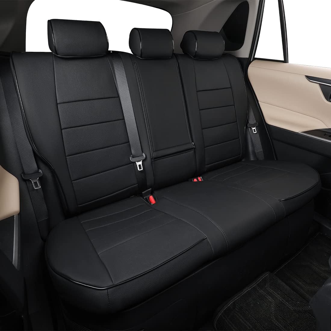 EKR Escape Seat Covers Custom Fit for Ford Escape Escape &Hybrid &PHEV 2020-2026(Front Flat Backrest No Curve,Rear W/Armrest),Leather Car Seat Cover Full Set for SUV -Faux Leather(Black)