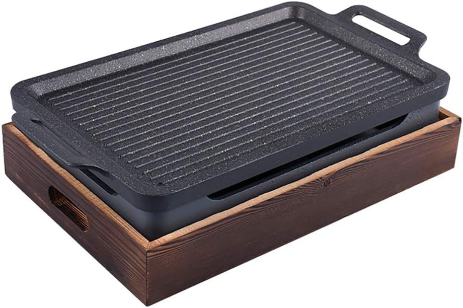Portable BBQ Grill, Korean Alcohol Stove BBQ Grill Aluminum Alloy Indoor Outdoor Multiple Sizes(41.3cm*27.7cm)
