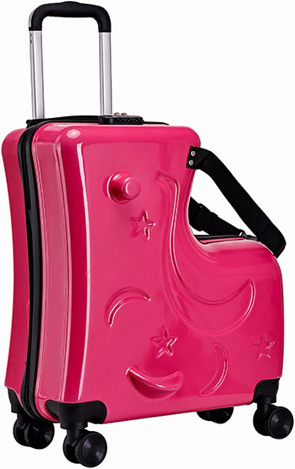 Kids Ride on Suitcase – 20inch 3 Digit Password Lock, Travel Luggage Ride On, Long Lasting Trolley Case | Seat Belts Handlebars Pedals Silent Wheels Boys Girls Child Travel Bag Lightweight Fun