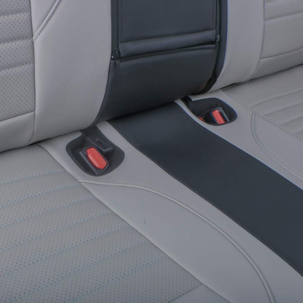 EKR Custom Fit Tucson Car Seat Covers for Hyundai Tucson 2016 2017 2018,Leather Car Front Back Seat Cover Full Set for Trucks SUV-Faux Leather(Black/Gray)