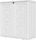 HOMSPARK Indoor/Outdoor Storage Cabinet with Doors and Shelf, 34'x15'x36' HDPE Plastic Storage Box Waterproof for Patio, Garden, Balcony, Multi-Purpose for Daily Tools, White