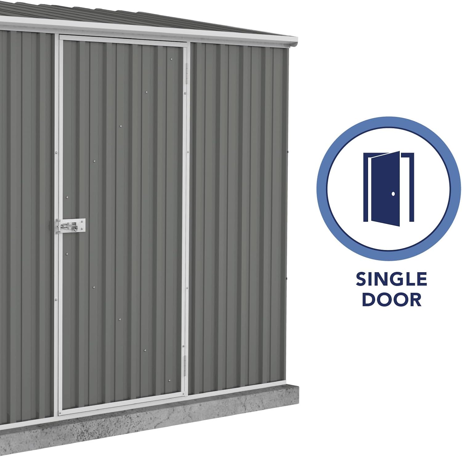Absco Premier Storage Sheds, 7'x7' Metal Garage, DIY Backyard Shed, Utility Tool Storage, Weather & Wind Resistant Aluminum Panels & Steel Frame, Maintenance-Free, 12 Year Warranty, Woodland Gray