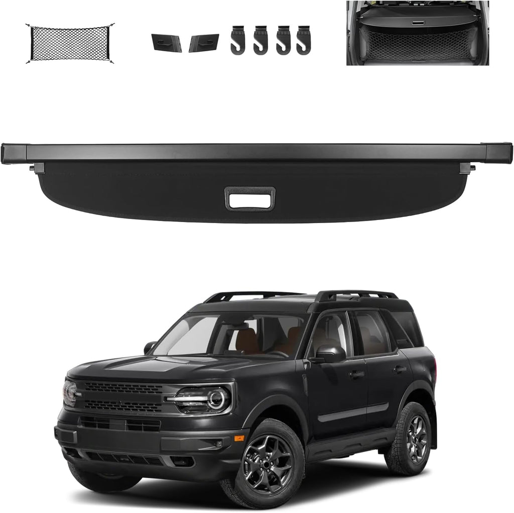 Sze Cargo Cover for Ford Bronco Sport 2021-2026 (Not for Bronco) Retractable Trunk Cover Black Rear Trunk Security Cover Shielding Shade Waterproof-New Upgrade