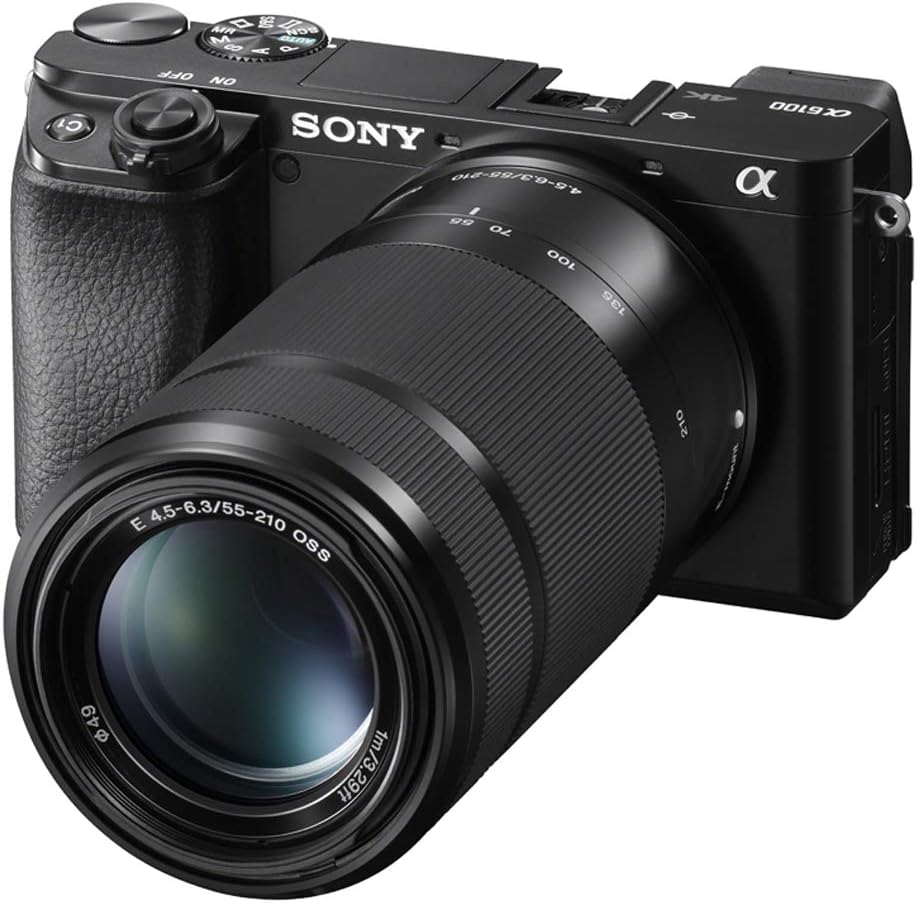 Sony a6100 Mirrorless Camera 4K APS-C ILCE-6100YB with 2 Lens Kit 16-50mm + 55-210mm Bundle with 2X Battery + Deco Gear Travel Bag Case + 64GB Memory Card + Photo Video Software + Accessories