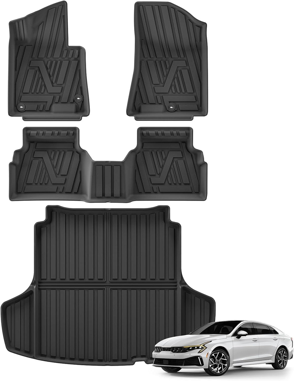 SMABEE Floor Mats & Cargo Liner for Hyundai Sonata 2020-2026 / Kia K5 (Only Fit FWD Models) 2021-2025 All Weather TPE Floor Liners Car Accessories Interior Black