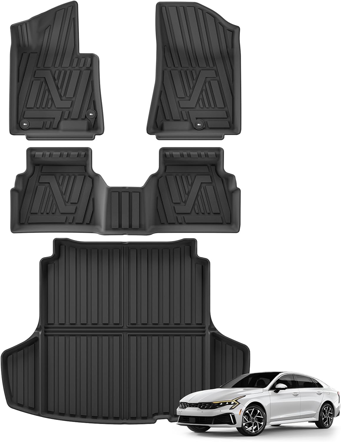 SMABEE Floor Mats & Cargo Liner for Hyundai Sonata 2020-2026 / Kia K5 (Only Fit FWD Models) 2021-2025 All Weather TPE Floor Liners Car Accessories Interior Black