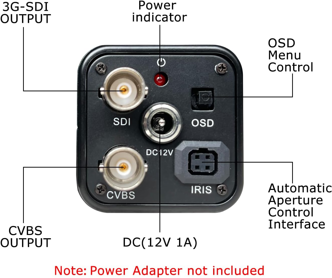 3G SDI Camera, 2MP 1080P Digital CCTV Security Camera, 1/2.8 High Sensitivity Sensor with 2.8-12mm Manual Varifocal Auto Iris Lens，DC12V 1A Power Adapter Free by Click Below Extra Saving