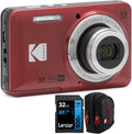 Kodak PIXPRO FZ55 Digital Camera, Red Bundle with Lexar 32GB High-Performance 800x UHS-I SDHC Memory Card + Deco Photo Point and Shoot Field Bag Camera Case