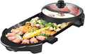 Electric Smokeless Non-Stick Removable Hotpot Pot,with Grill 2 in 1, Korean Barbecue Pan Indoor for Independent Dual Temperature Control Fast Heating