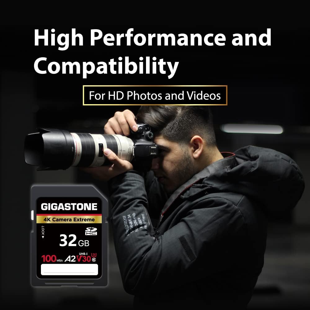 【5-Years Data Recovery】 GIGASTONE 32GB SD Card 5-Pack, 4K Camera Extreme, A2 V30 SDHC Memory Card 4K Full HD Video Compatible with SPYPOINT TACTACAM Trail Camera