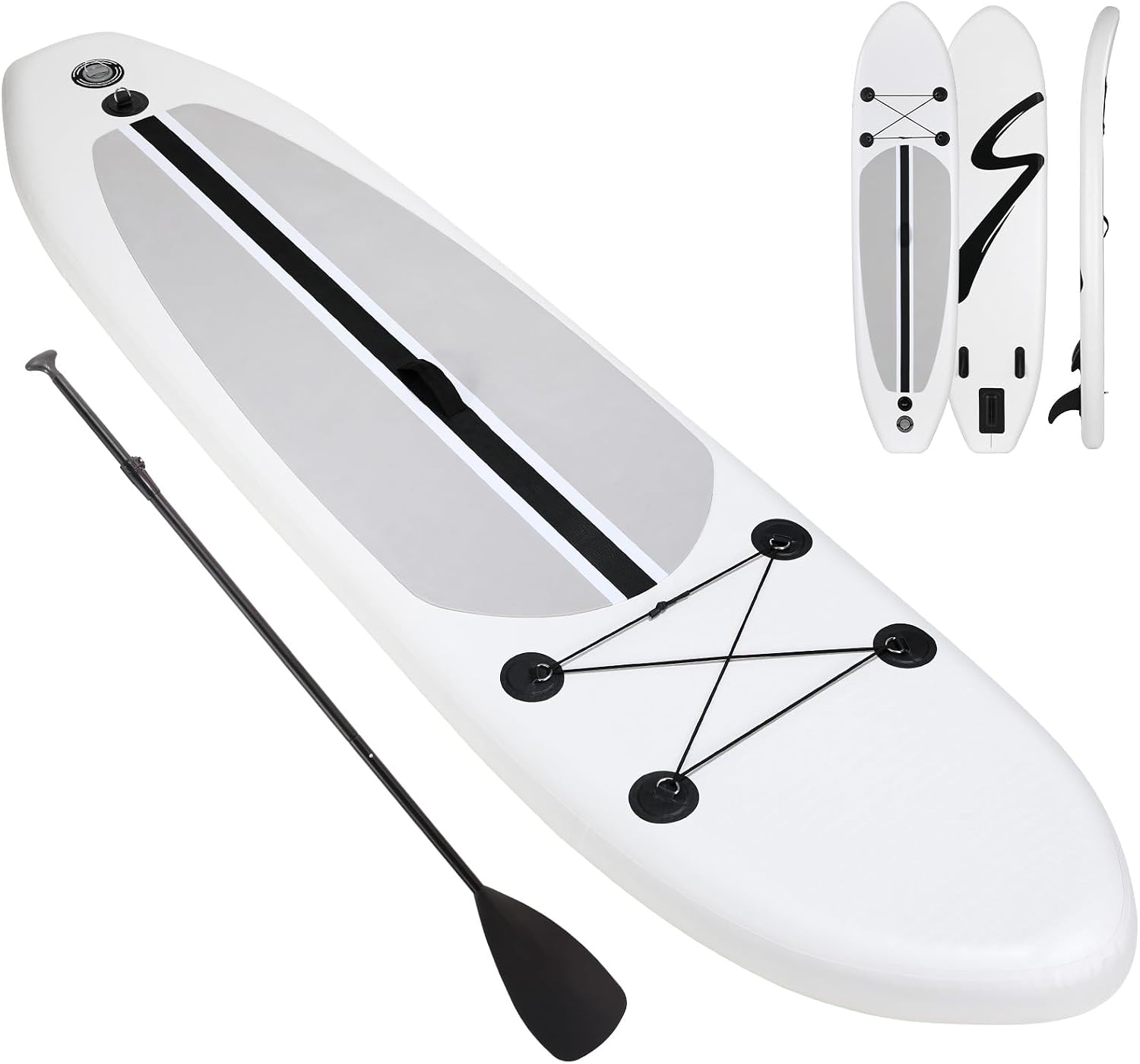 Clevich 10FT Stand Up Paddle Board, Inflatable Paddleboard with SUP Accessories & Carry Bag, Paddle, Hand Pump, Non-Slip Deck, Repair Kit,Leash, 400LBS