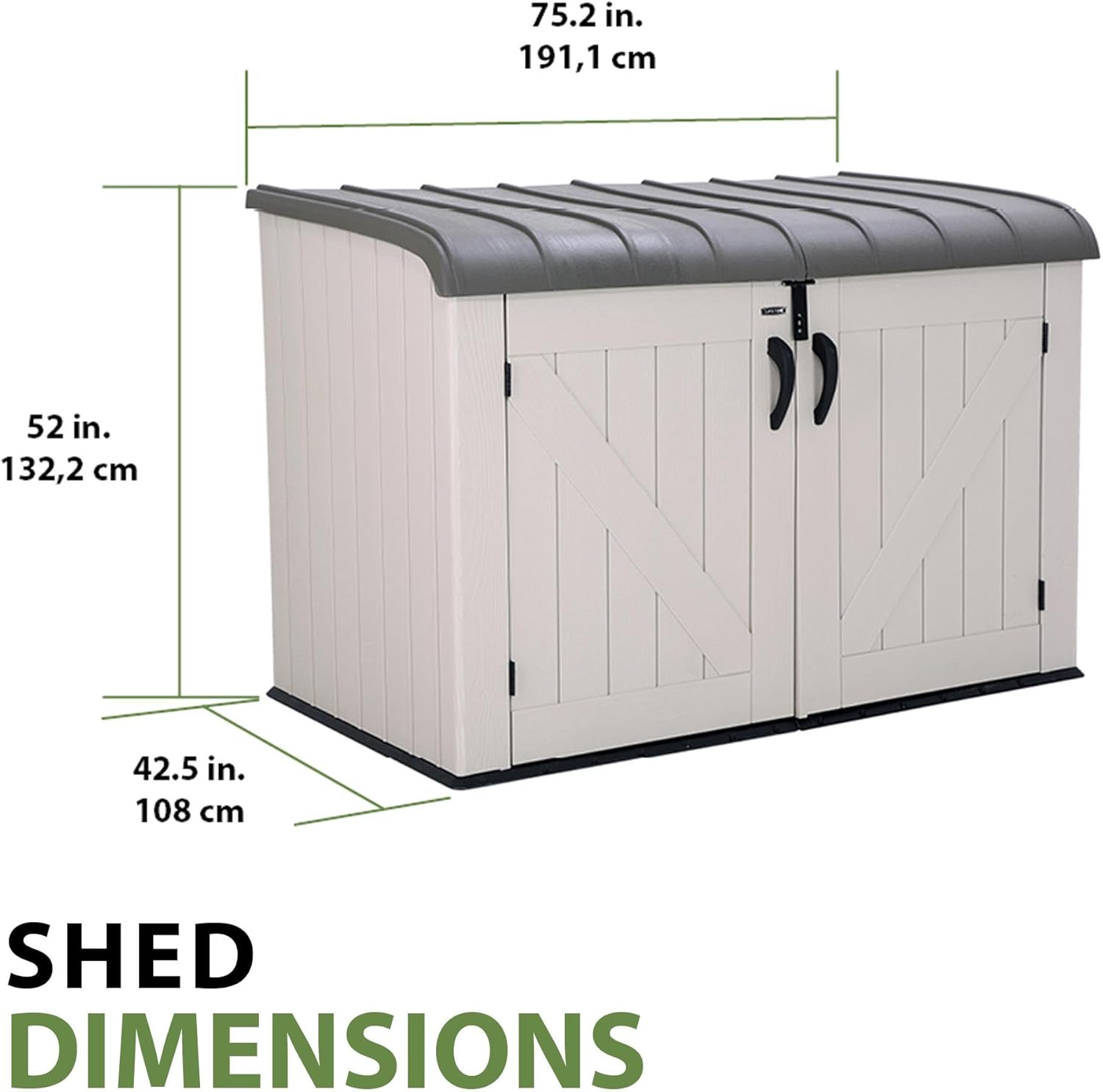 LIFETIME Large Horizontal Outdoor Deck Storage Box, Lockable Spring-Hinge Lid, 561 Gallon Capacity