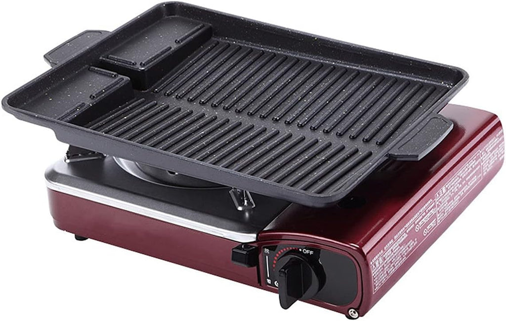 Portable Korean BBQ Grill Pan Non-Stick Charcoal Grill Plate Butane Gas Stove Cooker Party Picnic Terrace Beach Barbecue Tray
