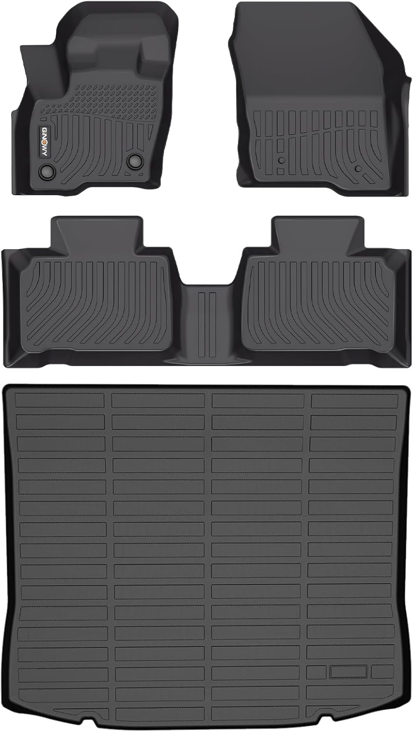 GINOWY-Floor Mats & Cargo Liner for Ford Edge 2015-2025丨 TPE All Weather Car Mats Rubber Liners for Ford Edge Accessories Cargo Trunk Mat
