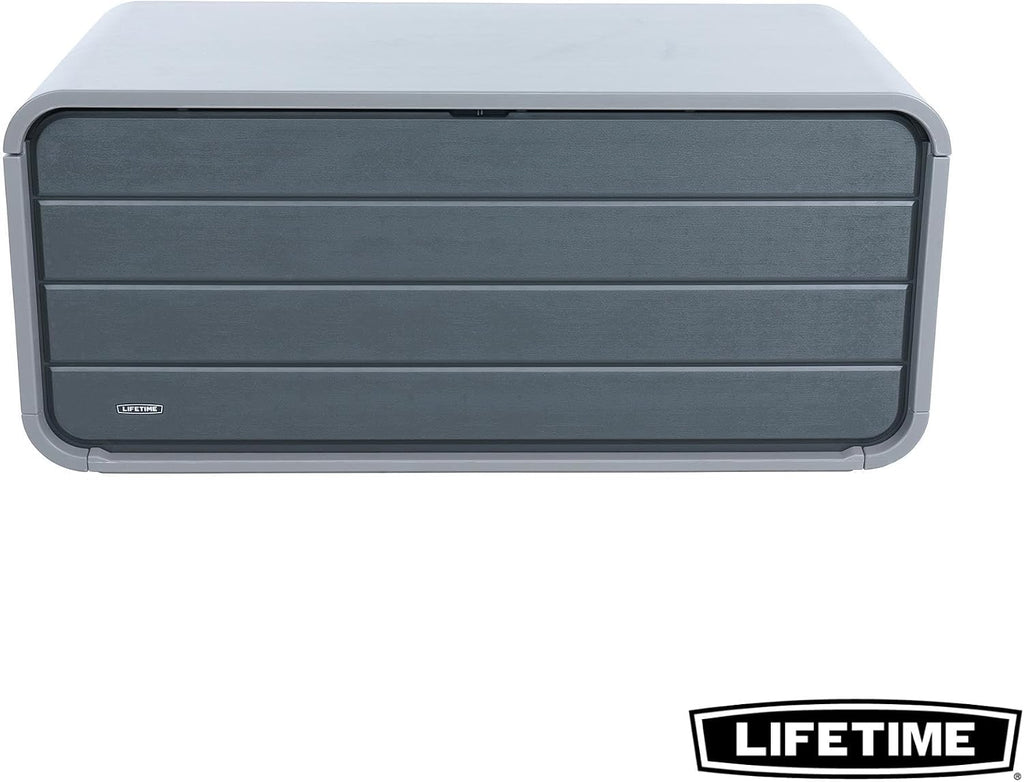 LIFETIME 136‑Gallon Modern Deck Box, Outdoor Storage Container, Weather‑Resistant, UV‑Protected, Lockable Lid