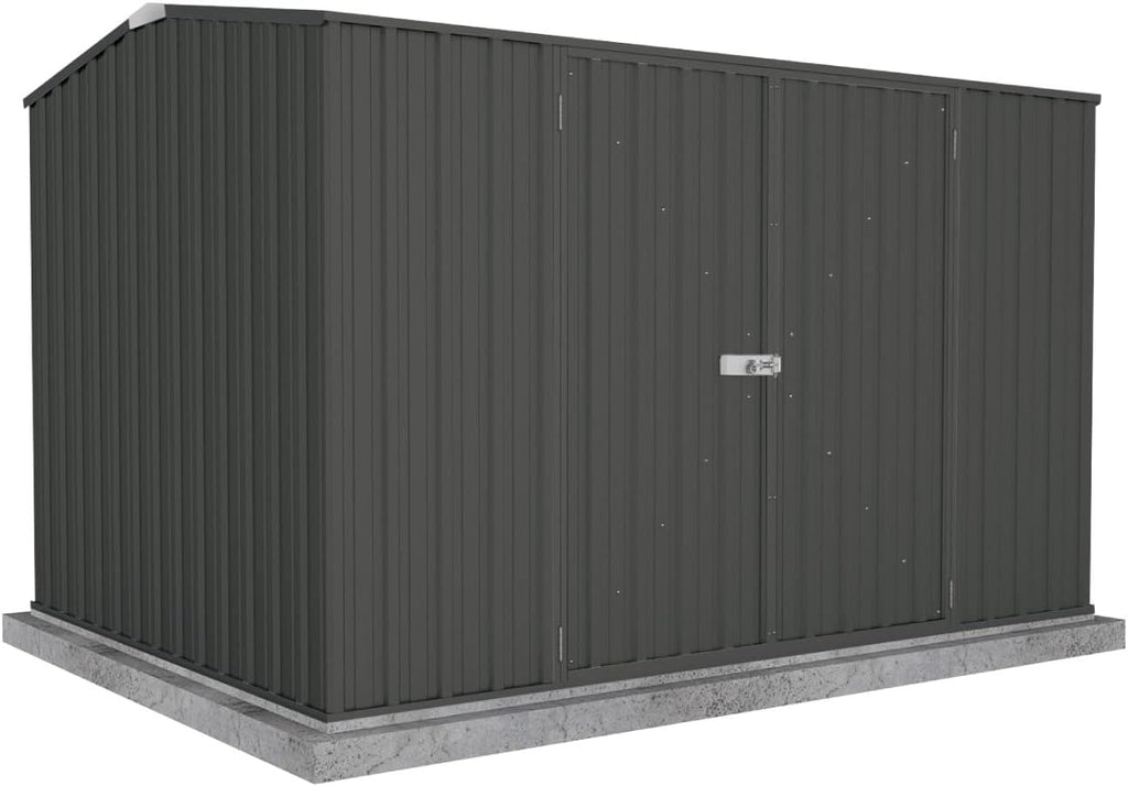 Absco Premier Storage Sheds, 10'x7' Metal Garage, DIY Backyard Shed, Utility Tool Storage, Weather & Wind Resistant Aluminum Panels & Steel Frame, Maintenance-Free, 12 Year Warranty, Monument Gray