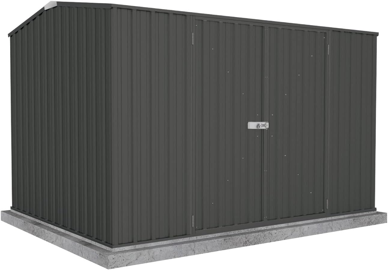 Absco Premier Storage Sheds, 10'x7' Metal Garage, DIY Backyard Shed, Utility Tool Storage, Weather & Wind Resistant Aluminum Panels & Steel Frame, Maintenance-Free, 12 Year Warranty, Monument Gray