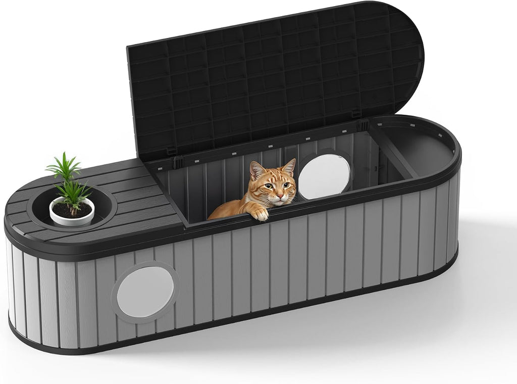 DRATO Outdoor Storage Box, Resin Deck Storage Box Waterproof Patio Storage Box for Indoor & Outdoor Use