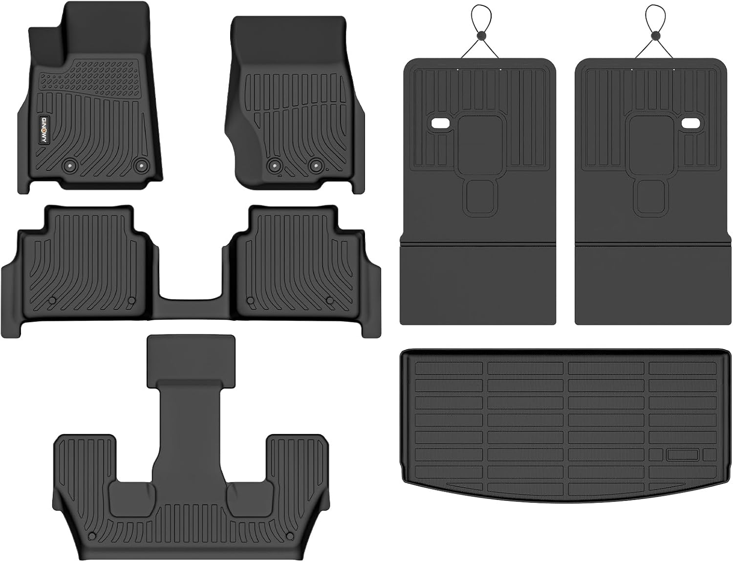 GINOWY-Floor Mats & Cargo Liner for Jeep Grand Cherokee L 2021-2026 (6 Seats Without Center Console), TPE All Weather Car Mats Rubber Mats Accessories for Grand Cherokee L Trunk Mat