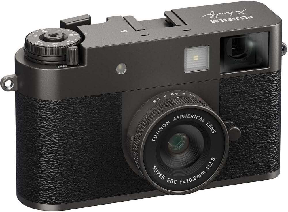 FUJIFILM X Half Premium Compact Digital Camera (Charcoal Silver) Bundle with Fuji Link 3 Smartphone Printer (Rose Pink) + Instax Mini Film + Extra Battery + Charger + 64GB Memory Card + More