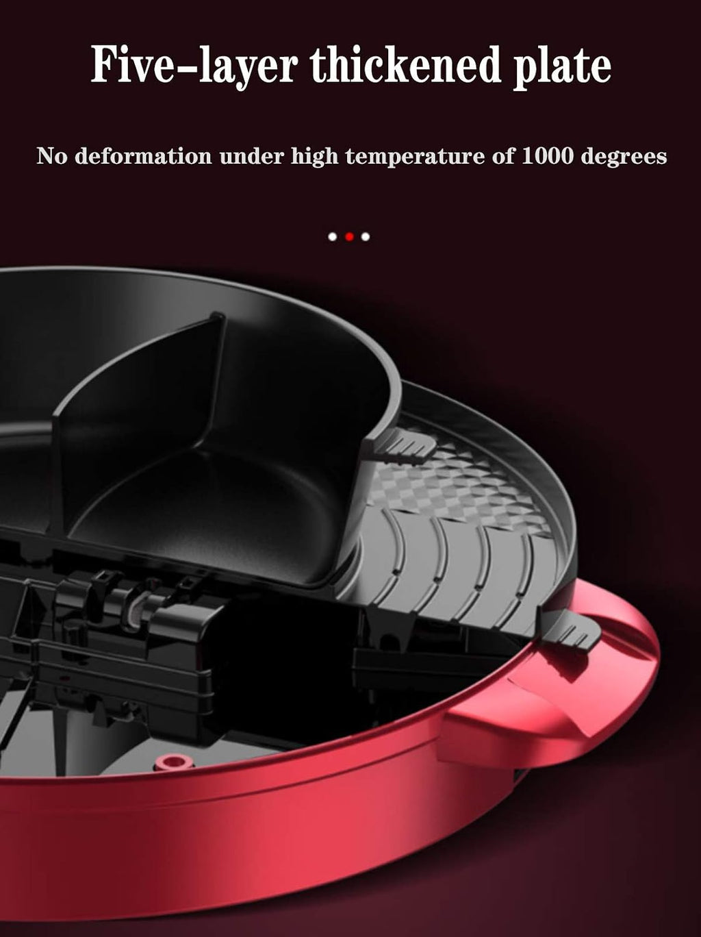 Electric Grill Indoor Hot Pot Multifunctional Non-Stick Korean BBQ Smokeless,Korean Hot Pot W/Divider Shabu Shabu Pot (Singlepot)