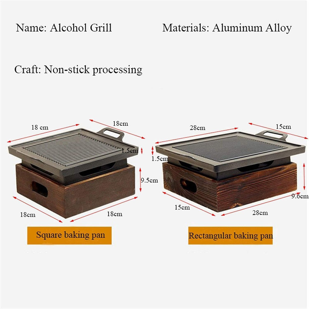 BBQ Grill Outdoor Tabletop Barbecue Grill For Garden Picnics Party Smokeless Portable Grill Korean Japanese Barbecue Grill Charcoal Oven Alcohol Stove Household Non-Stick Cooking Tools (18x18cm)
