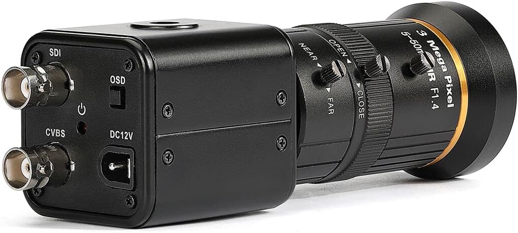 HD SDI Camera, 2 MP 1080P HD Digital CCTV Security Camera, 1/2.8 High Sensitivity Sensor CMOS with 5-50mm Manual Varifocal HD 3MP Lens, DC12V 1A Adapter Free by Click Below Extra Saving