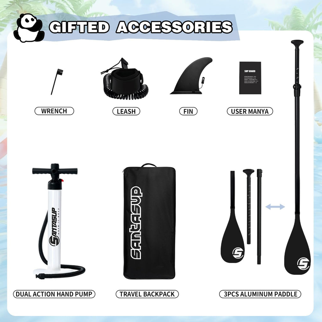 Kids Inflatable Paddle Board, 8ft Panda - Stand Up Paddle Board with Accessories, Durable & Stable Design, Wide Non-Slip Deck, Hand Pump for Youth & Kids