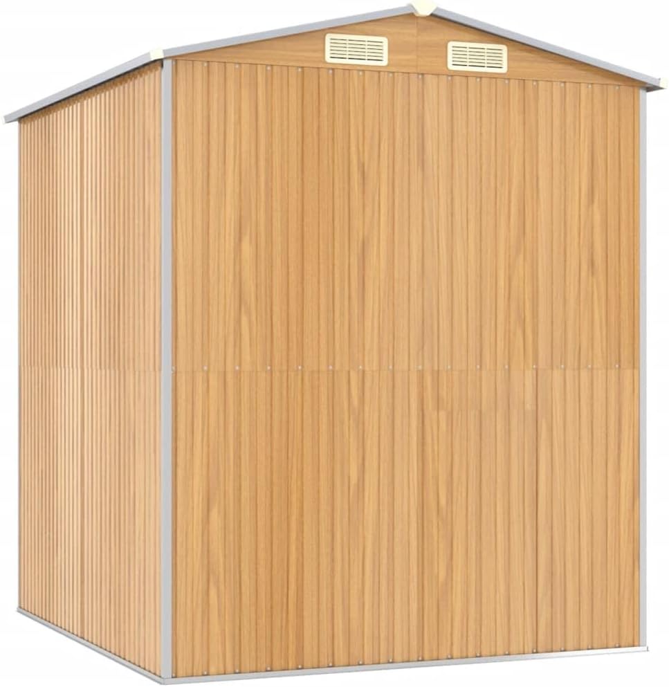 vidaXL Garden Shed - Light Brown Galvanized Steel Storage Solution / 75.6'x75.2'x87.8' / Ideal for Outdoor Tools, Garden Equipment & Pool Essentials