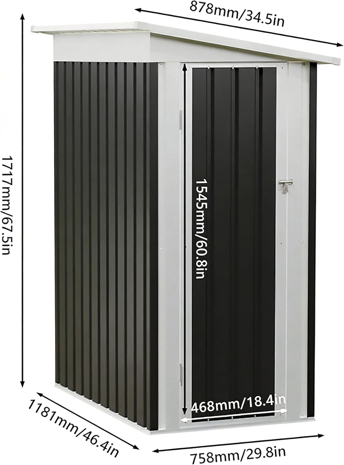 4 * 2 FT Metal Garden Storage Sheds for Patio Backyard Tools House Storage Waterproof Garden Tool Storage Sheds (Grey)