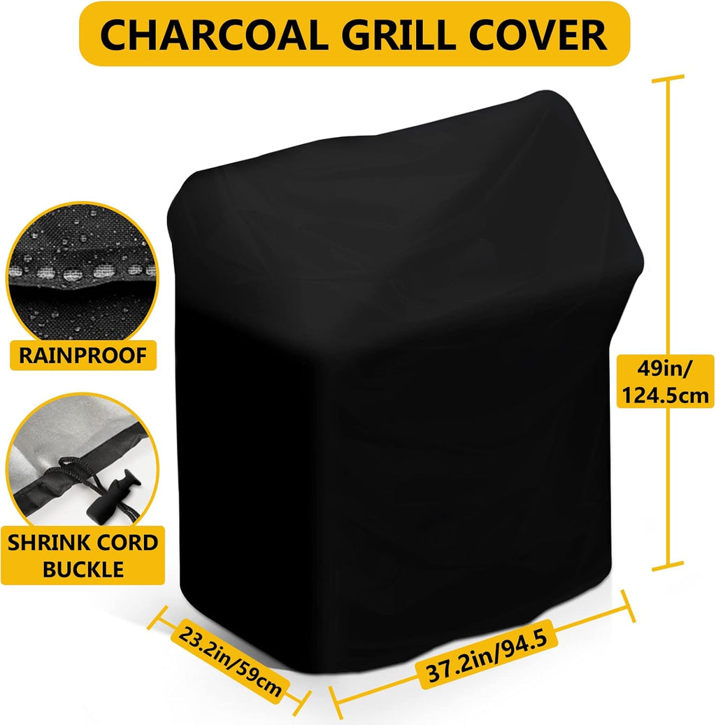 Outdoor Charcoal Grill with Smoker, Leonyo 14Inch Wide Charcoal Grill with Offset Smoker for Backyard Party Cooking, 438 Sq.in. BBQ Cooking Surface,Black