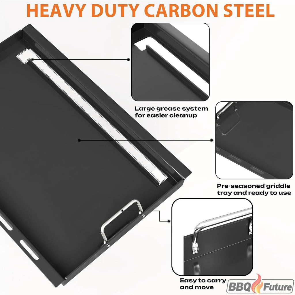 Full Size Griddle Insert with Spatula Set for Home Depot Nexgrill 5 Burner 720-0888 720-0888N, Flat Top Plate Replacement Parts for Nexgrill 4 Burner 720-0830 720-0830H Gas Grill Models, Carbon Steel