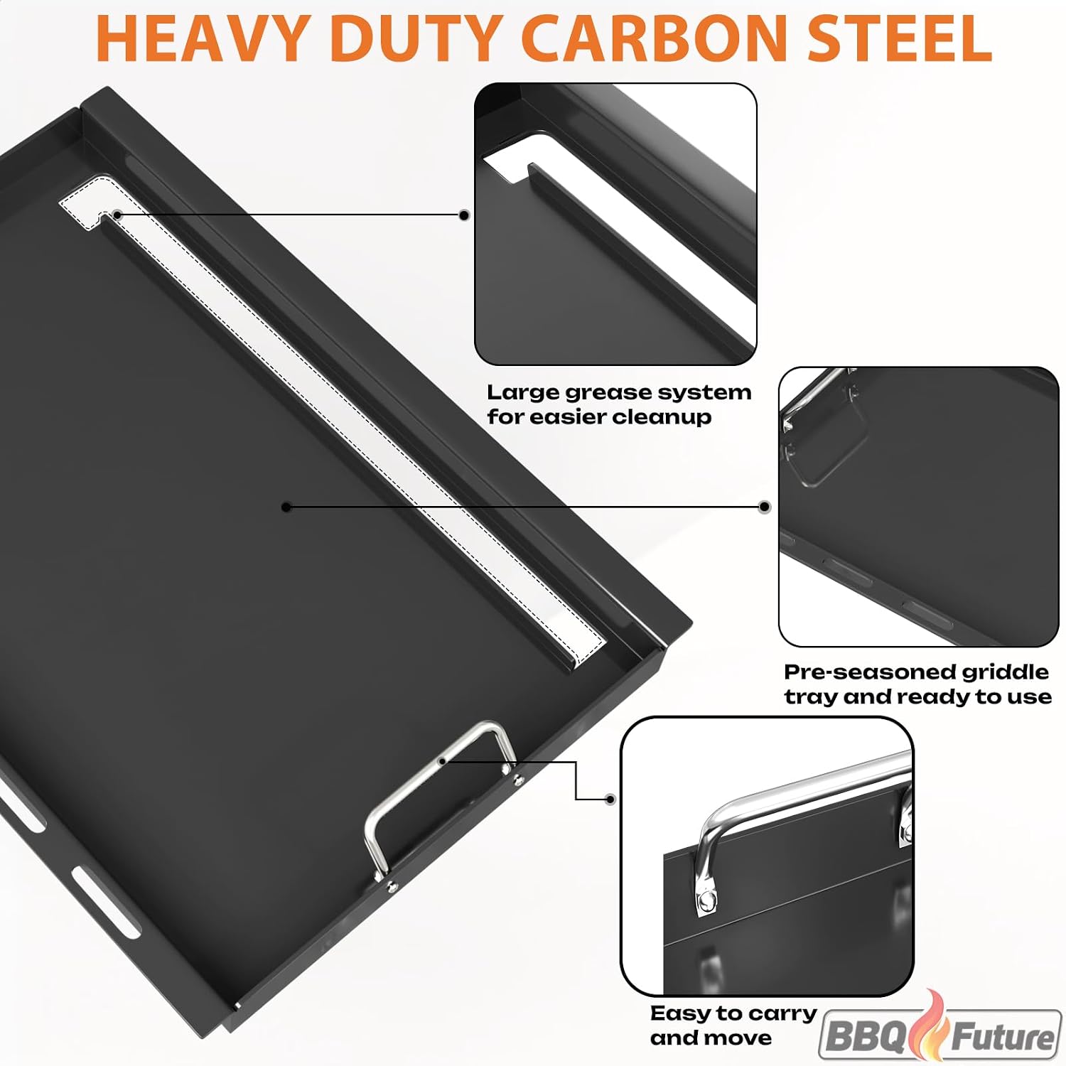 Full Size Griddle Insert with Spatula Set for Home Depot Nexgrill 5 Burner 720-0888 720-0888N, Flat Top Plate Replacement Parts for Nexgrill 4 Burner 720-0830 720-0830H Gas Grill Models, Carbon Steel