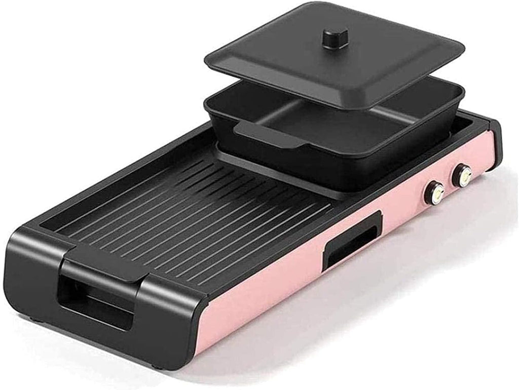 Electric Grill Indoor Portable Electric Grill, Indoor Grills, Electric Hot Pot Grill Electric Barbecue Grill Indoor 2 in 1 Large Capacity Indoor Multifunctional Non-Stick Pan Electric,Household Nonsti