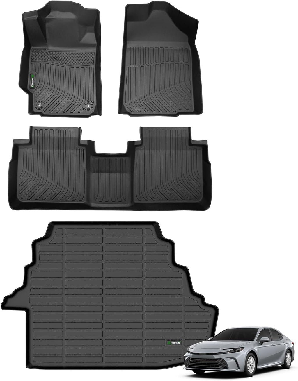 ANBINGO® Floor Mats & Cargo Liner for Toyota Camry 2007-2011 CE/LE/SE/XLE (Gas Only) All Weather Protection TPE Heavy Duty Non-Slip Automotive Camry Floor Liners Accessories, Black